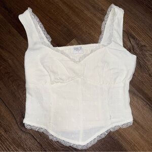 NWOT Sienna Sky White Lace Trimmed Tank Top